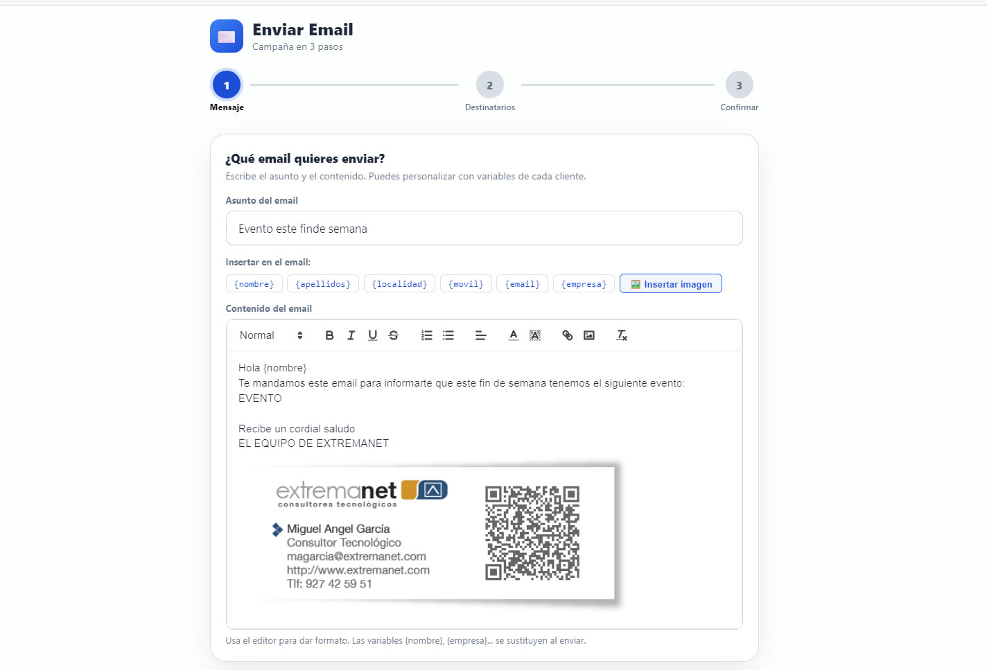 Paso 2: Seleccionar destinatarios